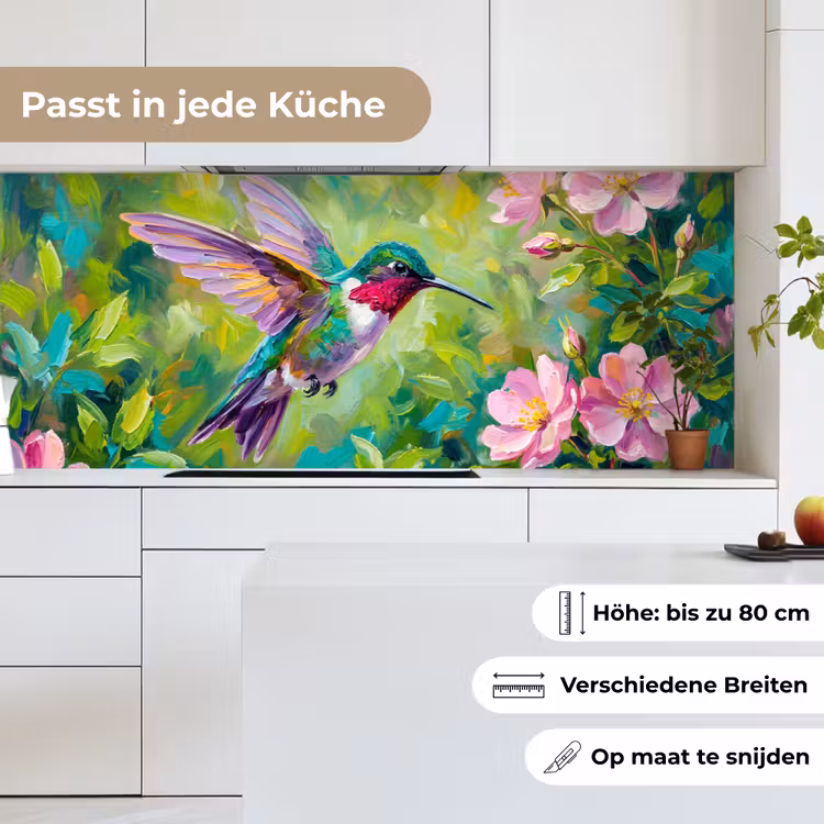 Kolibrie - Bloemen - Natuur - Kleurrijk keuken achterwand 2 middel -sfeer4_DE