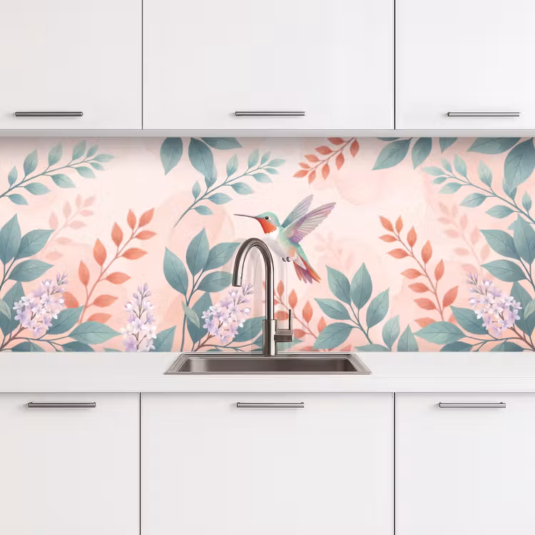 Kolibrie - Vliegen - Natuur - Illustratie - Kleurrijk keuken achterwand 2 middel -3d