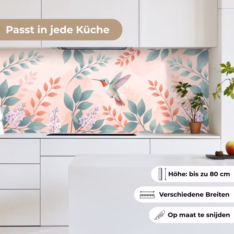 Kolibrie - Vliegen - Natuur - Illustratie - Kleurrijk keuken achterwand 2 middel -sfeer4_DE