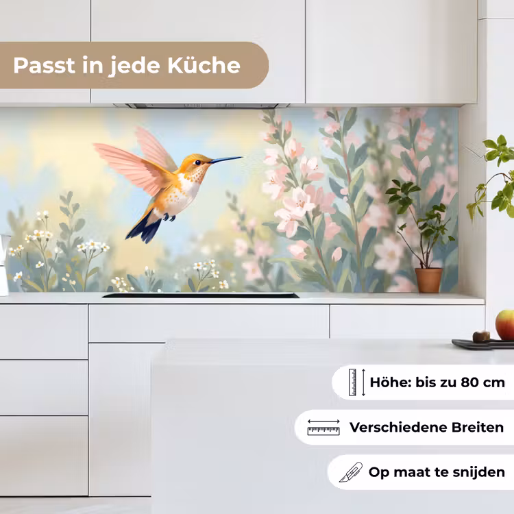 Kolibrie - Illustratie - Kleurrijk keuken achterwand 2 middel -sfeer4_DE