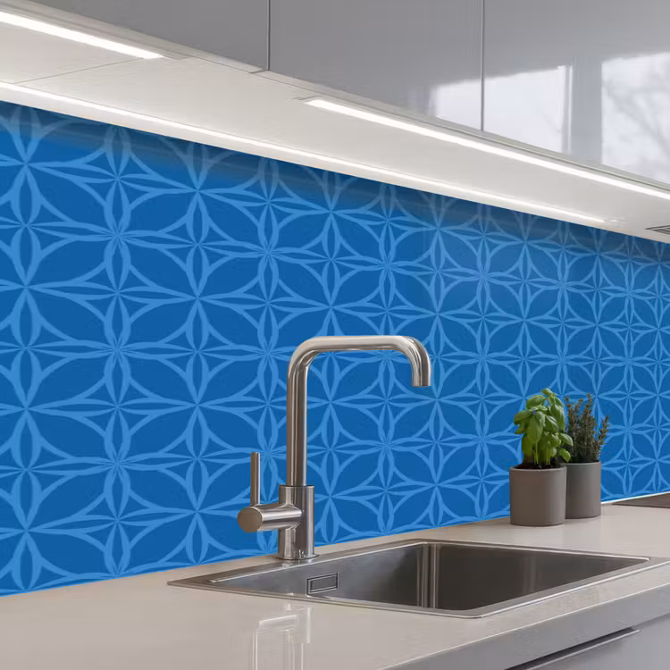 Kompas - Blauw - Patronen keuken achterwand 2 middel 871 -3d_schuin