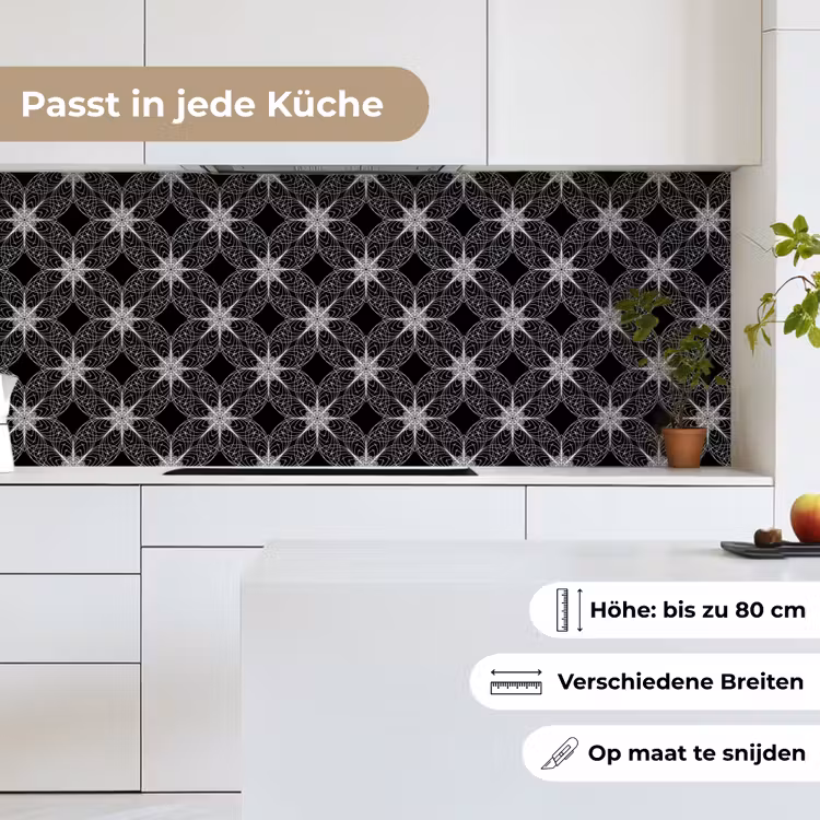 Kompas - Patronen - Zwart Wit keuken achterwand 2 middel 871 -sfeer4_DE
