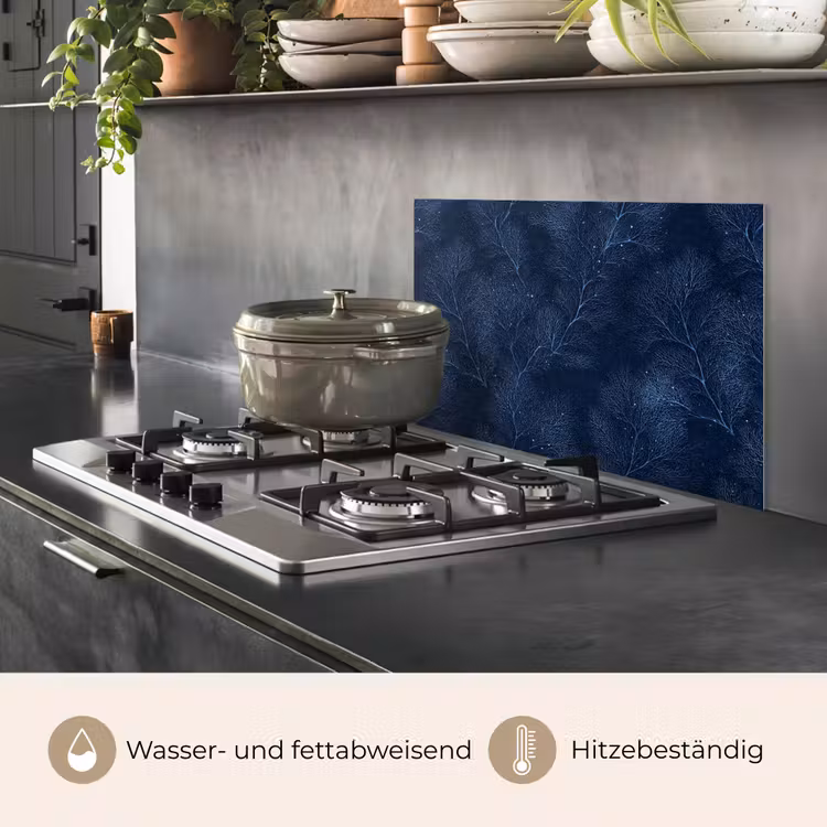 Koraal - Takken - Patroon - Nachtblauw keuken achterwand spatscherm klein 900 -usp_DE