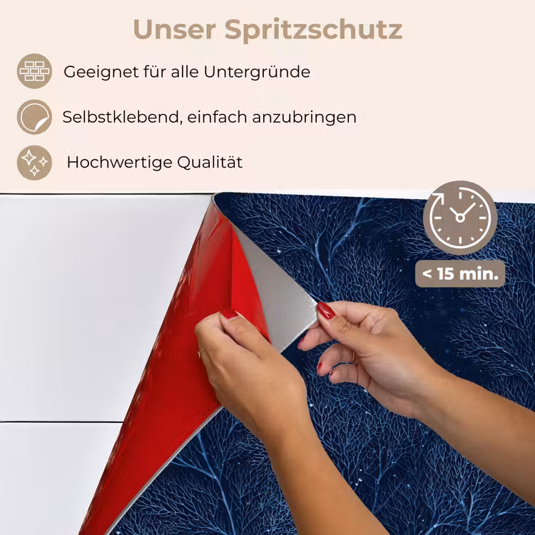Koraal - Takken - Patroon - Nachtblauw keuken achterwand spatscherm klein 900 -spatscherm_DE