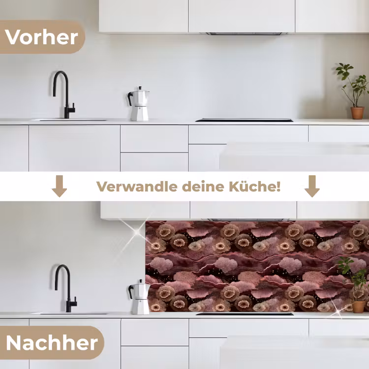 Koraal - Organisch - Roze keuken achterwand 2 middel 871 -voor-na_DE