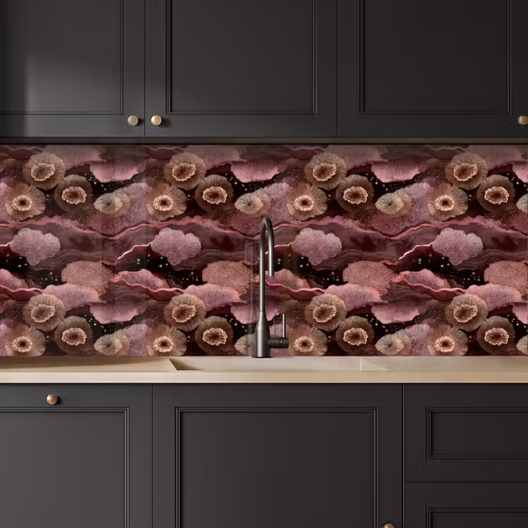 Koraal - Organisch - Roze keuken achterwand 2 middel 871 -sfeer1
