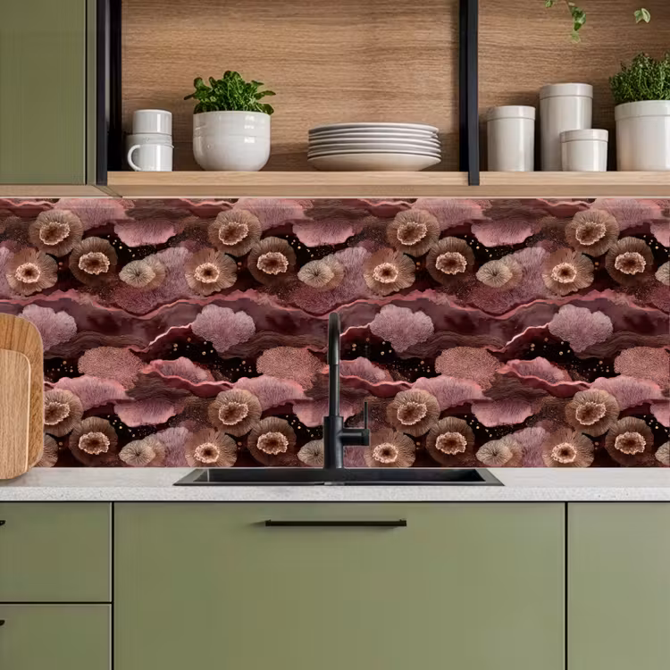 Koraal - Organisch - Roze keuken achterwand 2 middel 871 -sfeer3