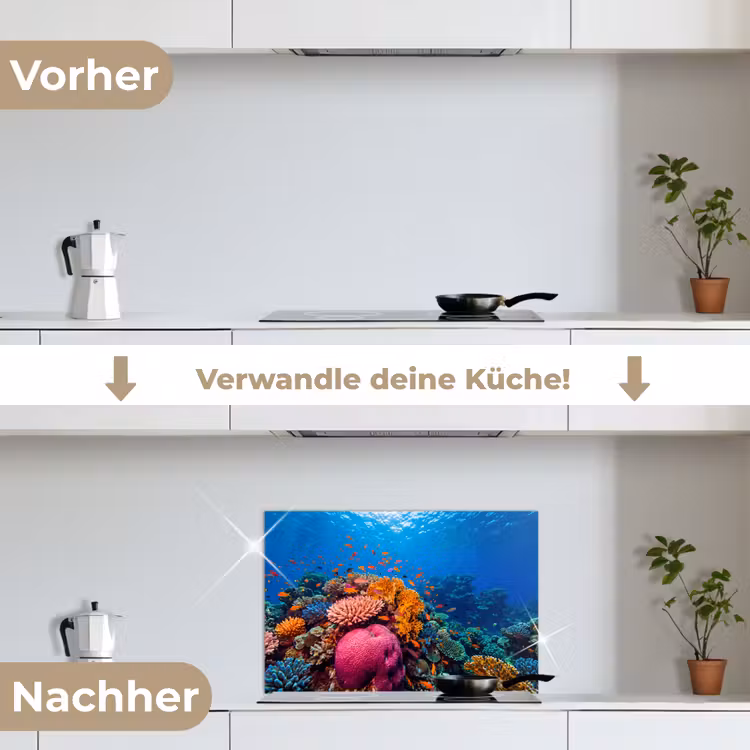 Koraal - Vissen - Oceaan - Natuur - Kleurrijk keuken achterwand spatscherm klein -voor_na_DE
