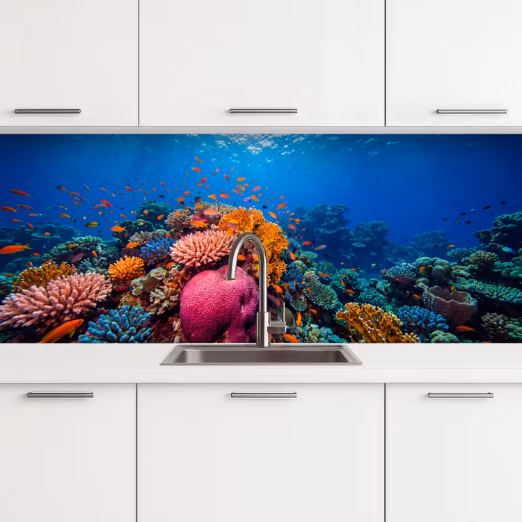 Koraal - Vissen - Oceaan - Natuur - Kleurrijk keuken achterwand 2 middel -3d