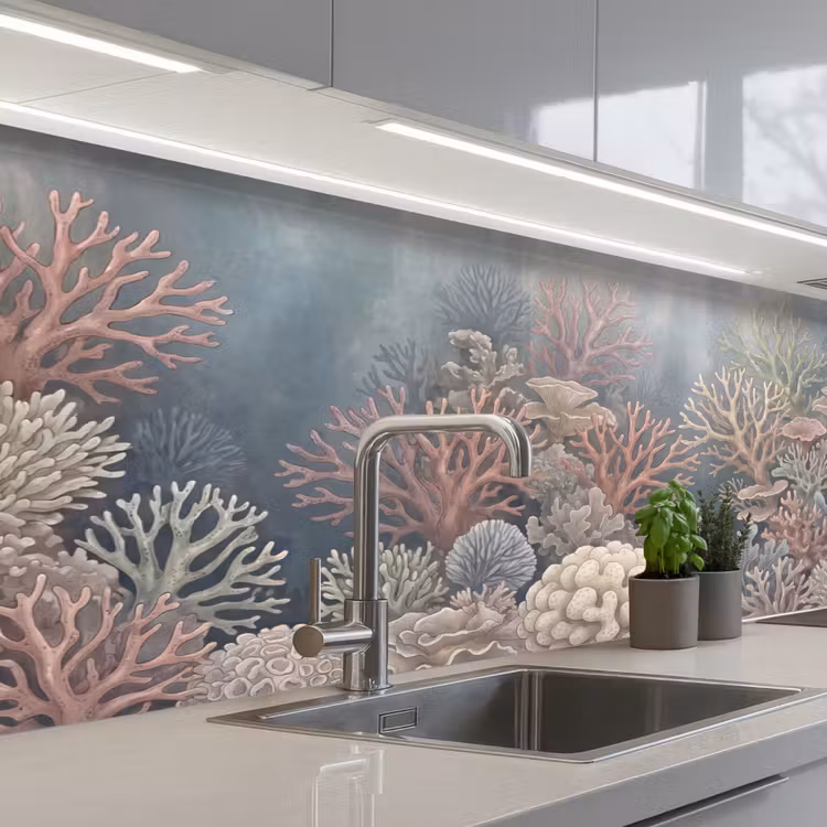 Koraal - Zeeleven - Onderwater - Illustratie - Natuur keuken achterwand 2 middel -3d_schuin