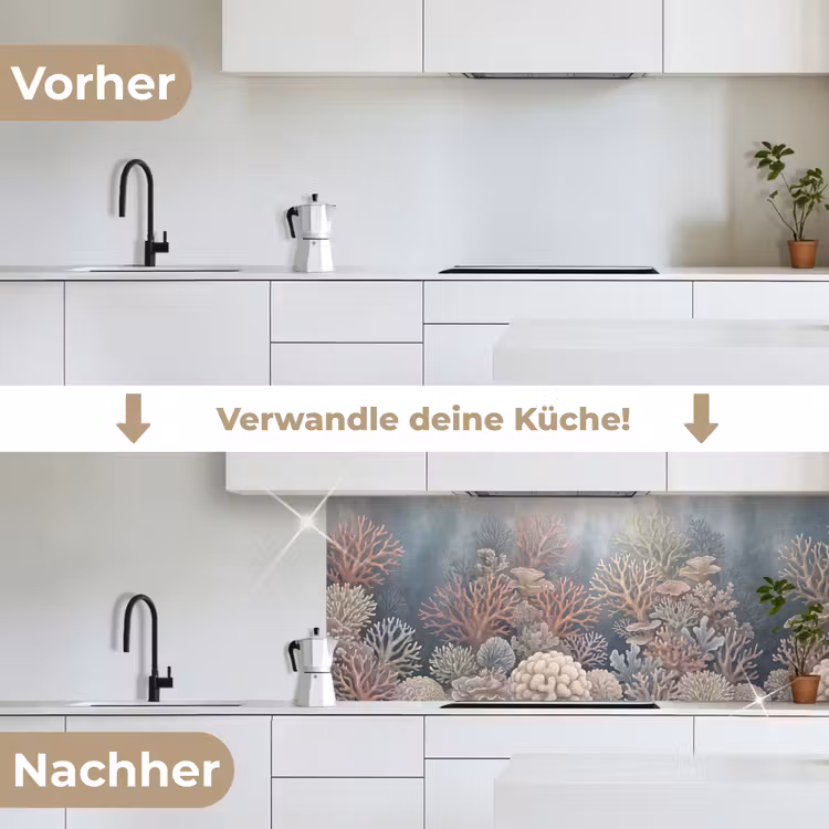 Koraal - Zeeleven - Onderwater - Illustratie - Natuur keuken achterwand 2 middel -voor-na_DE