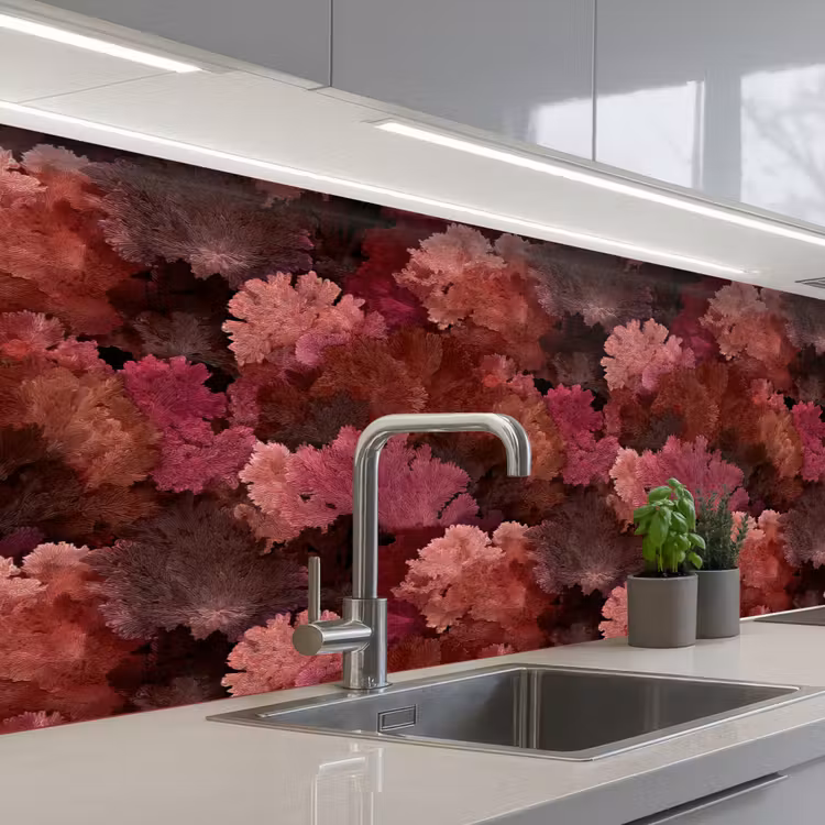 Koraal - Textuur - Kleurrijk keuken achterwand 2 middel 871 -3d_schuin