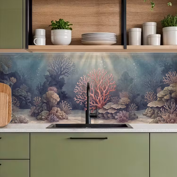 Koraal - Onderwater - Natuur - Roze keuken achterwand 2 middel -sfeer3