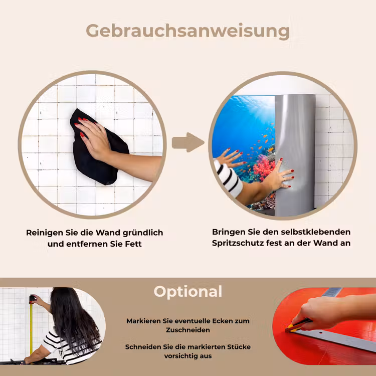 Koraalrif - Vissen - Onderwater - Tropisch - Rood keuken achterwand spatscherm klein -gebruiksaanwijzing_DE