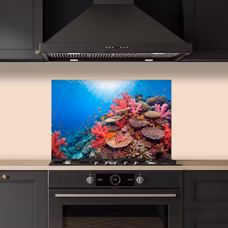 Koraalrif - Vissen - Onderwater - Tropisch - Rood keuken achterwand spatscherm klein -sfeer1