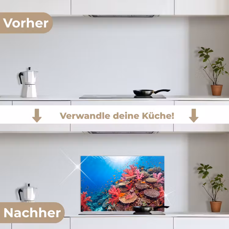 Koraalrif - Vissen - Onderwater - Tropisch - Rood keuken achterwand spatscherm klein -voor_na_DE