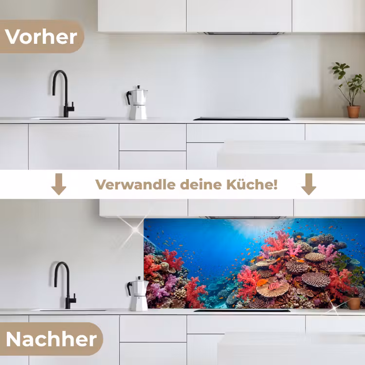 Koraalrif - Vissen - Onderwater - Tropisch - Rood keuken achterwand 2 middel -voor-na_DE