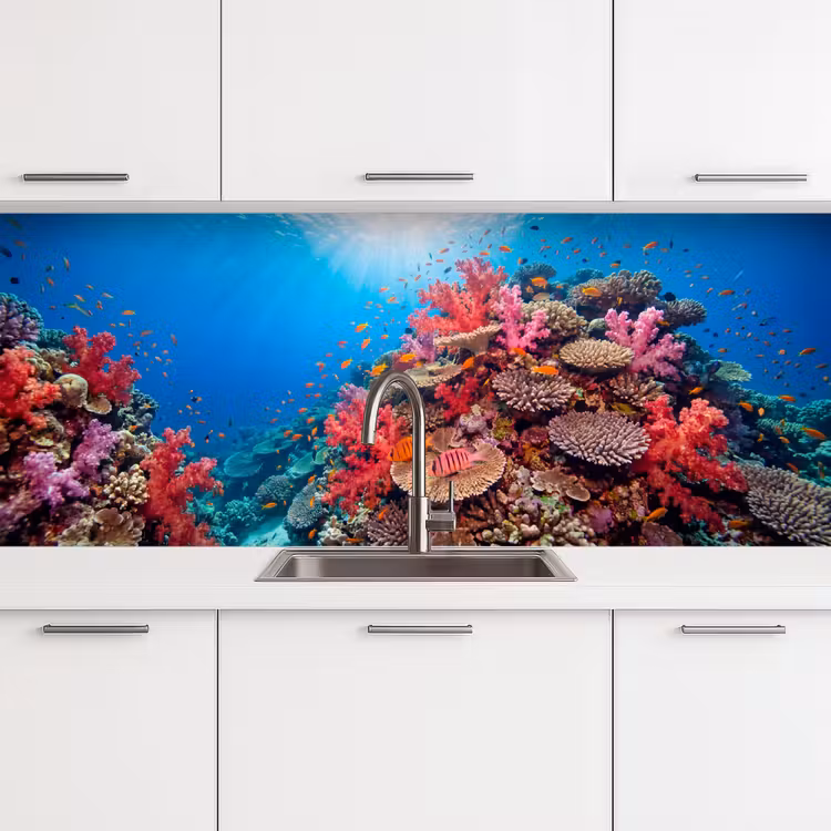 Koraalrif - Vissen - Onderwater - Tropisch - Rood keuken achterwand 2 middel -3d