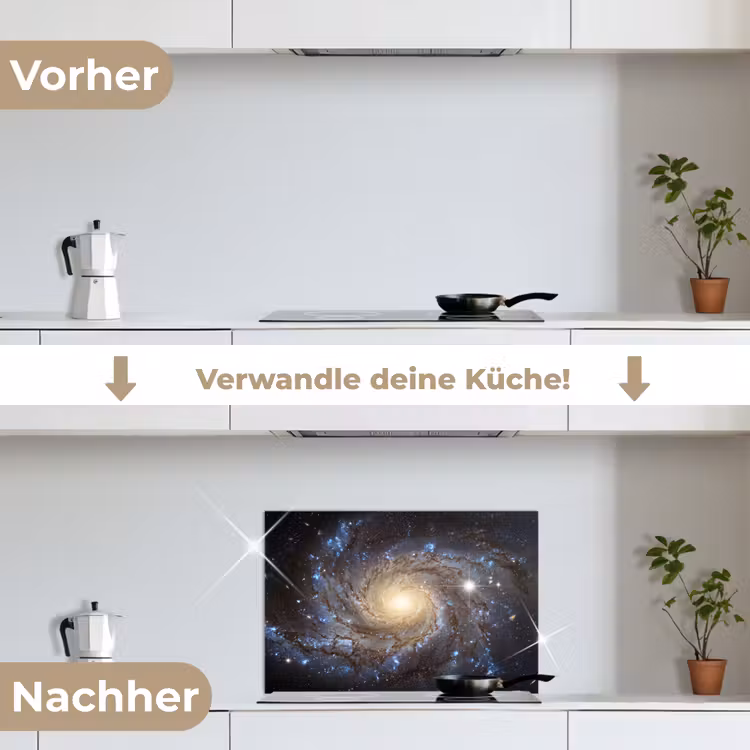 Kosmos - Sterrenstelsel - Donker keuken achterwand spatscherm klein -voor_na_DE