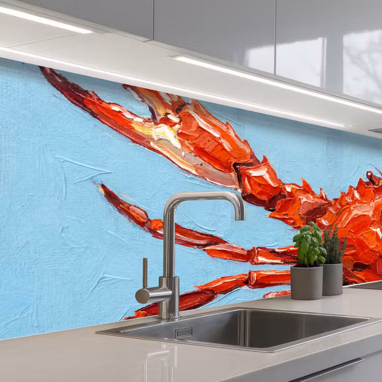Krab - Zee - Dieren - Abstract - Rood keuken achterwand 2 middel -3d_schuin