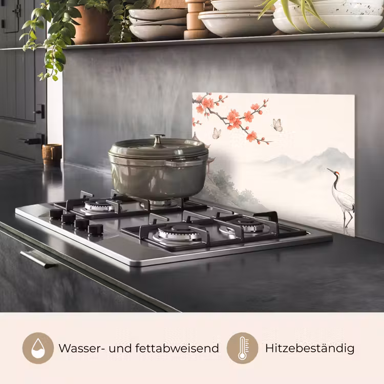 Kraanvogel - Azië - Klassiek keuken achterwand spatscherm klein -usp_DE