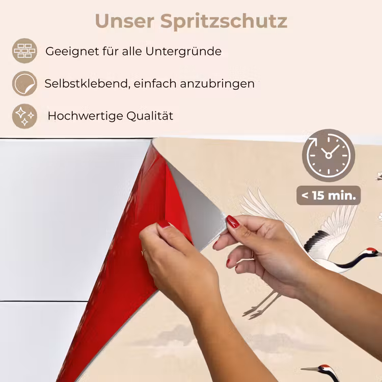 Kraanvogels - Bloesem - Beige keuken achterwand spatscherm klein -spatscherm_DE