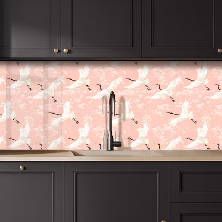 Kraanvogels - Bloesem - Roze keuken achterwand 2 middel 871 -sfeer1