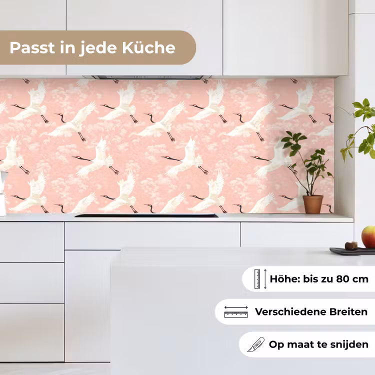 Kraanvogels - Bloesem - Roze keuken achterwand 2 middel 871 -sfeer4_DE