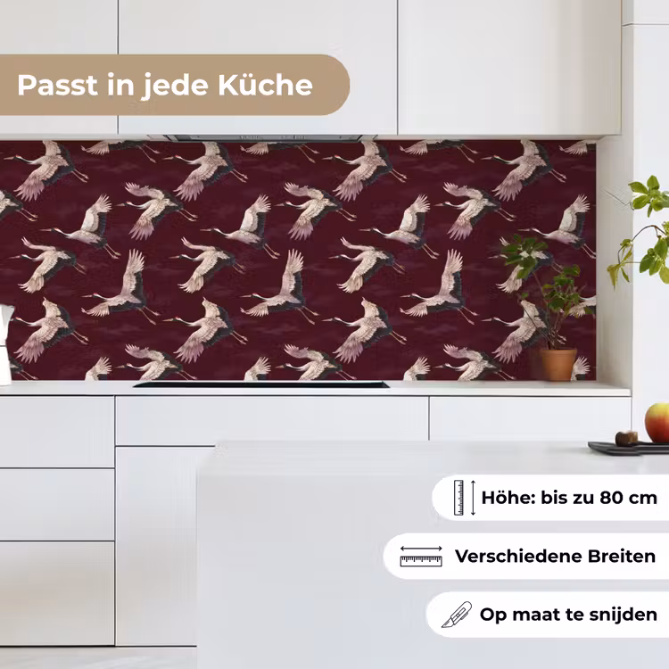 Kraanvogels - Klassiek - Bordeaux keuken achterwand 2 middel 871 -sfeer4_DE