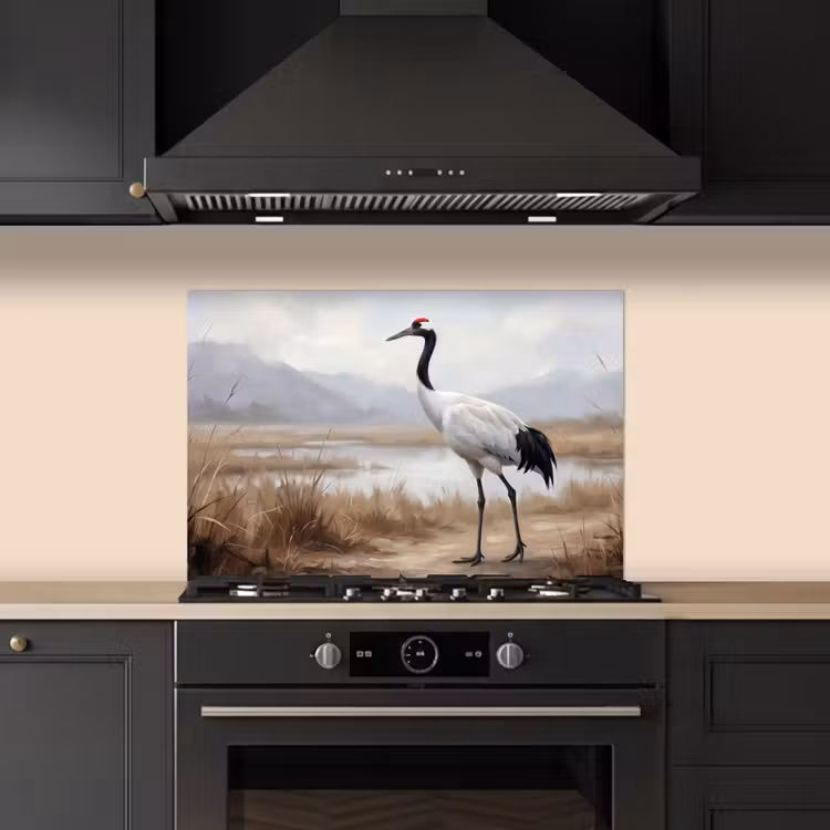 Kraanvogel - Natuur - Realistisch keuken achterwand spatscherm klein -sfeer1