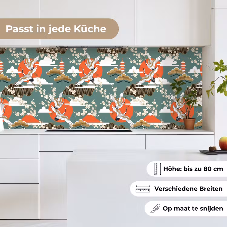 Kraanvogel - Sakura - Zon - Patronen keuken achterwand 2 middel 871 -sfeer4_DE