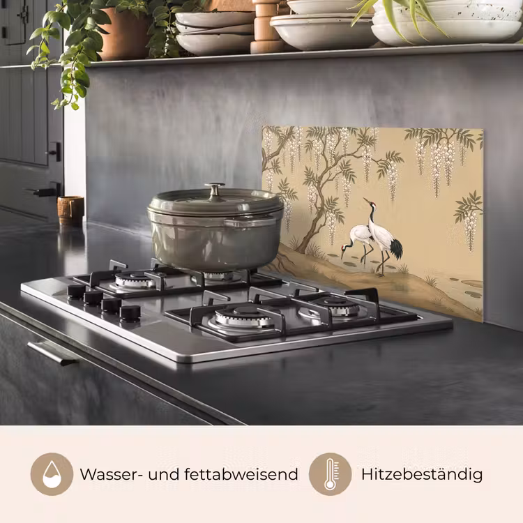 Kraanvogels - Water - Beige keuken achterwand spatscherm klein -usp_DE