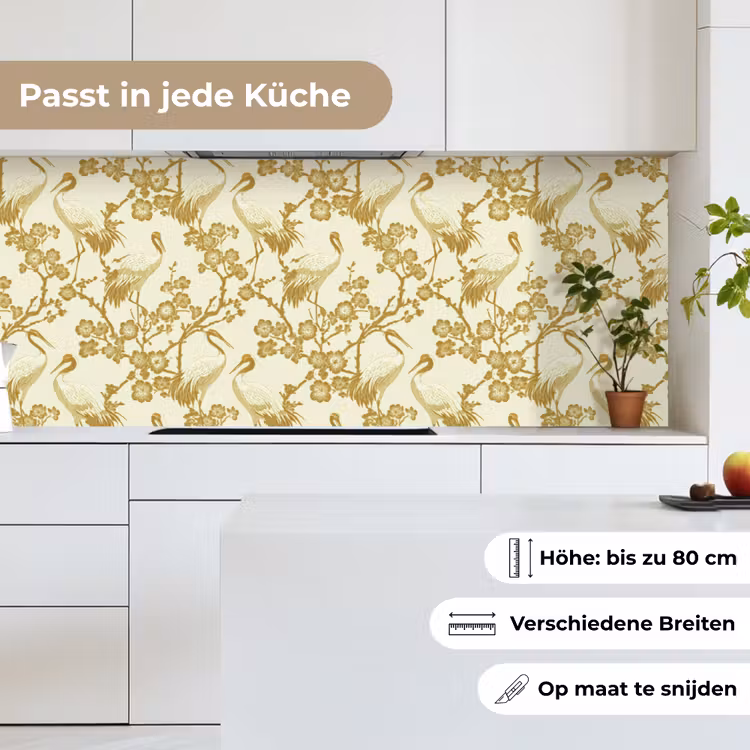 Kraanvogels - Kersenbloesem - Goud keuken achterwand 2 middel 871 -sfeer4_DE