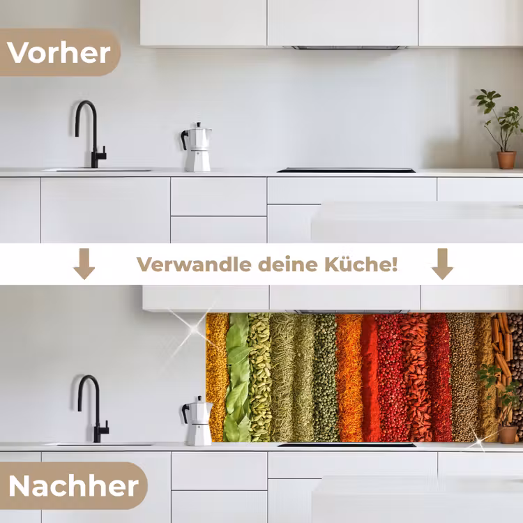 Kruiden - Specerijen - Kleurrijk keuken achterwand 2 middel -voor-na_DE