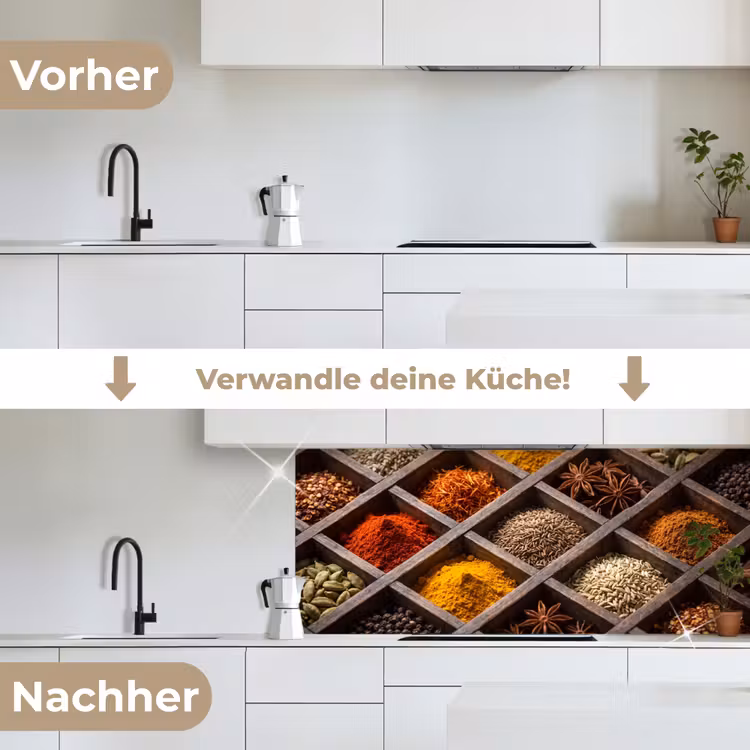 Küchenrückwand - Kräuter – Holz – Essen - Kruiden - Houten - Eten keuken achterwand 2 middel