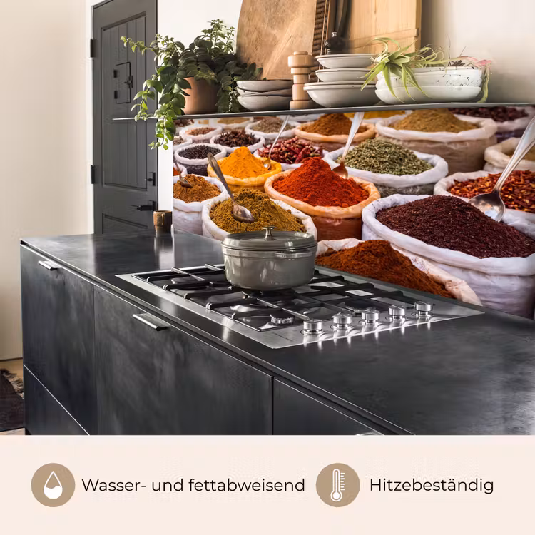 Küchenrückwand - Kräuter – Markt – Essen - Kruiden - Markt - Eten keuken achterwand 2 middel