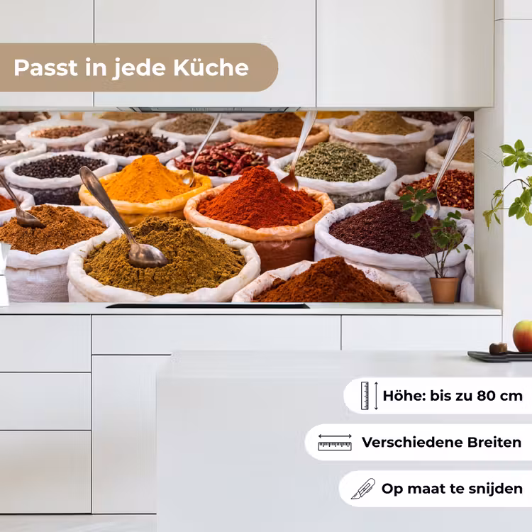Küchenrückwand - Kräuter – Markt – Essen - Kruiden - Markt - Eten keuken achterwand 2 middel