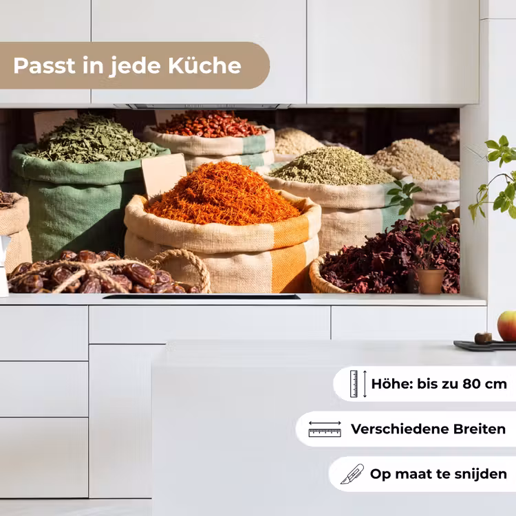 Küchenrückwand - Kräuter – Markt – Farbenfroh - Kruiden - Markt - Kleurrijk keuken achterwand 2 middel