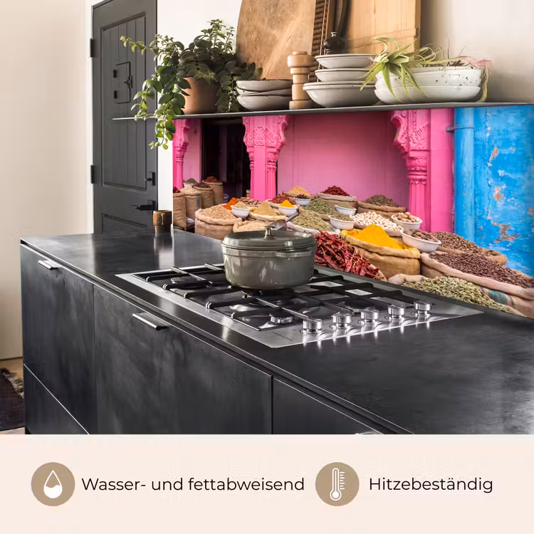 Küchenrückwand - Kräuter – Markt – Rosa - Kruiden - Markt - Roze keuken achterwand 2 middel
