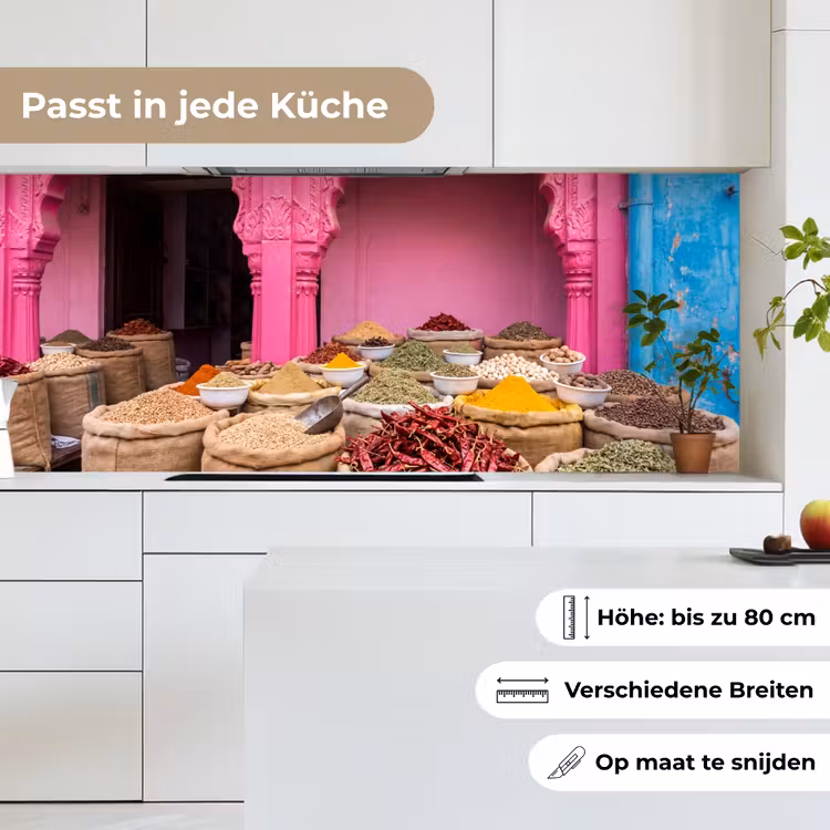 Küchenrückwand - Kräuter – Markt – Rosa - Kruiden - Markt - Roze keuken achterwand 2 middel