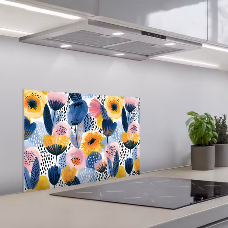 Creatief - Patroon - Kleurrijk keuken achterwand spatscherm klein 900 -3d_schuin