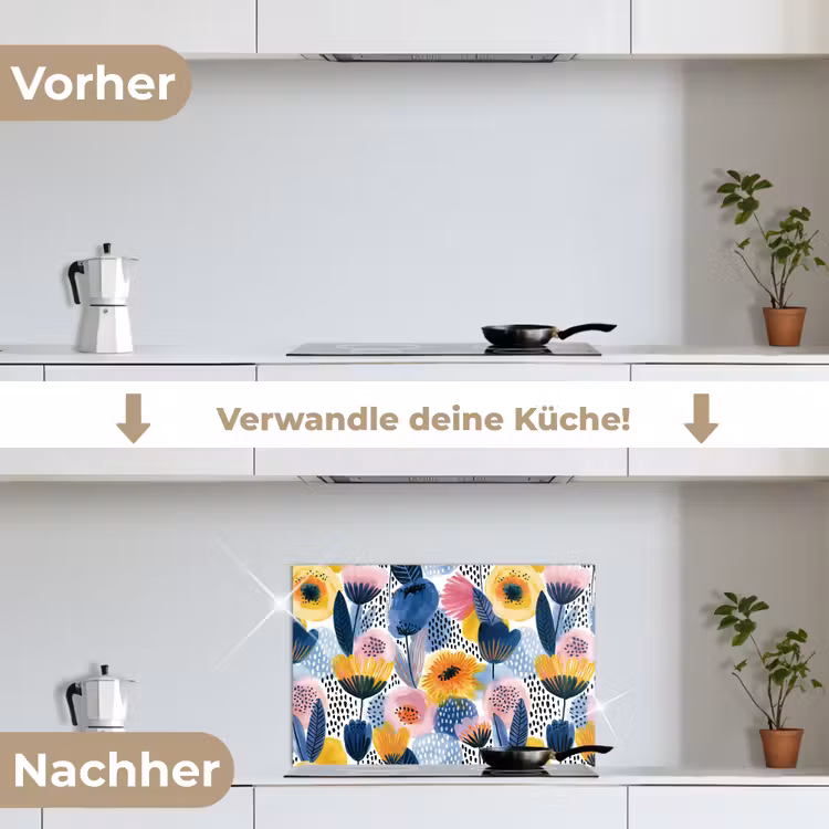 Creatief - Patroon - Kleurrijk keuken achterwand spatscherm klein 900 -voor_na_DE