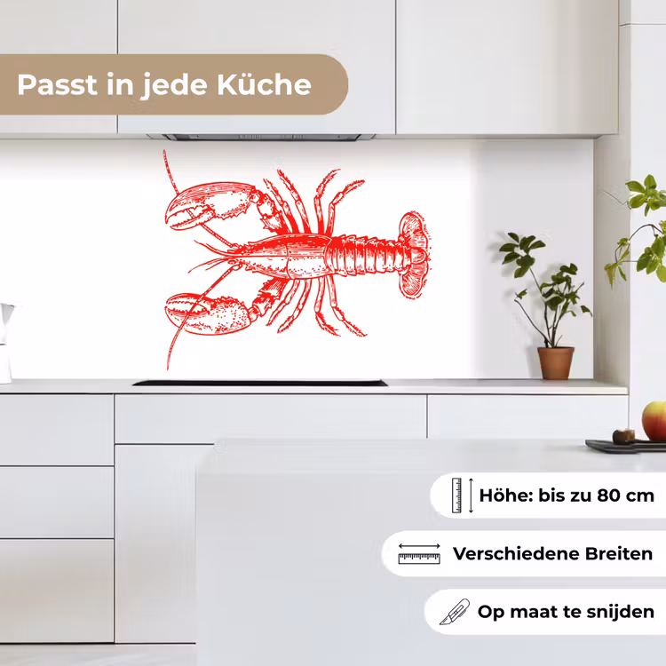 Kreeft - Rood - Wit keuken achterwand 2 middel -sfeer4_DE