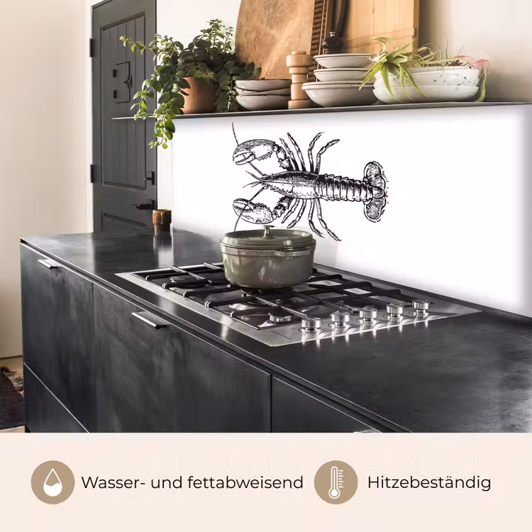Kreeft - Zwart - Wit keuken achterwand 2 middel -usp_DE