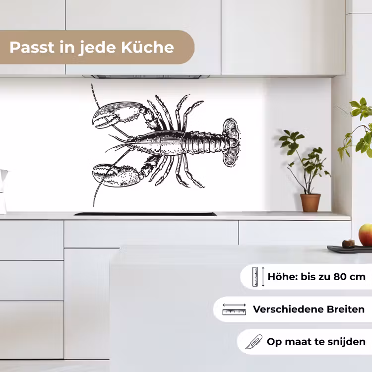 Kreeft - Zwart - Wit keuken achterwand 2 middel -sfeer4_DE
