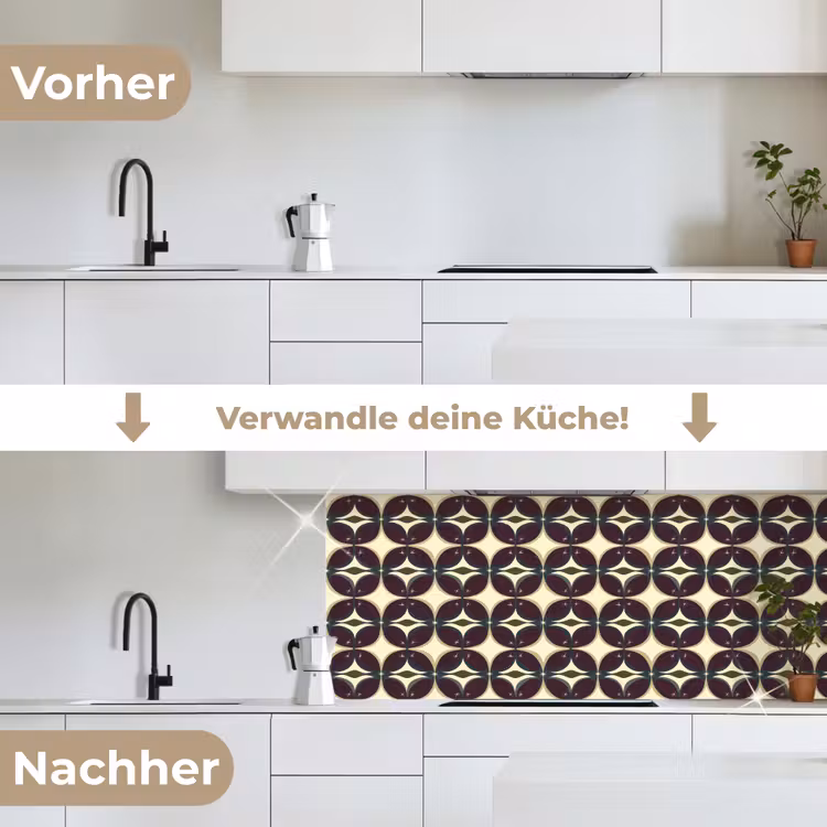 Cirkel - Retro - Kleurrijk keuken achterwand 2 middel 871 -voor-na_DE