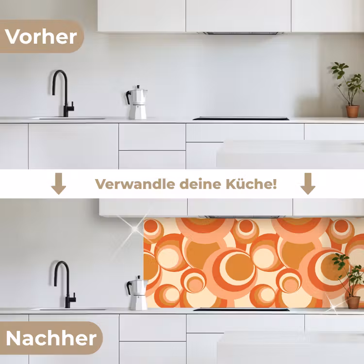 Cirkel - Retro - Patroon keuken achterwand 2 middel 871 -voor-na_DE