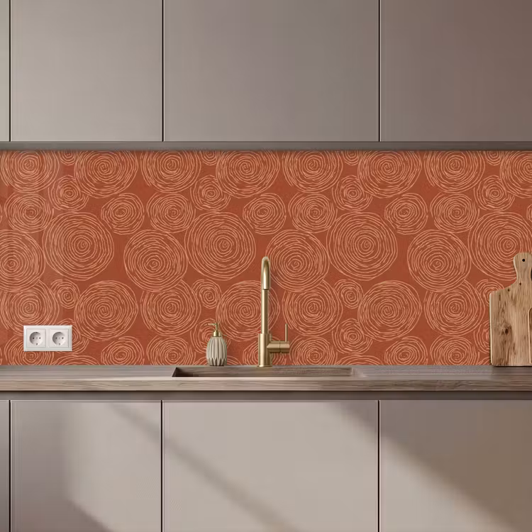 Cirkels - Abstract - Artistiek - Terracotta keuken achterwand 2 middel 871 zz_3dshopping