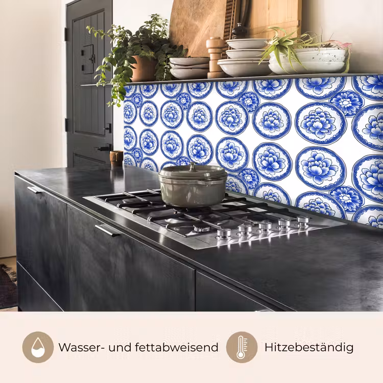 Cirkels - Bloemen - Blauw keuken achterwand 2 middel 871 -usp_DE