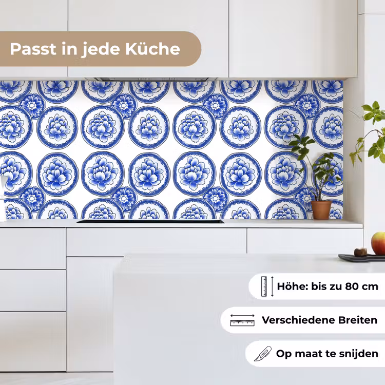 Cirkels - Bloemen - Blauw keuken achterwand 2 middel 871 -sfeer4_DE